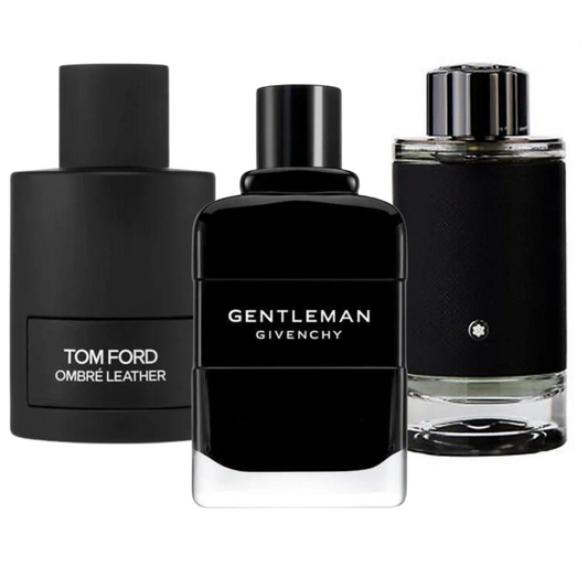 Pack of 3 Perfumes: Tom Ford Ombre Leather, Givenchy Gentleman, and Montblanc Explorer (Eau de Parfum)