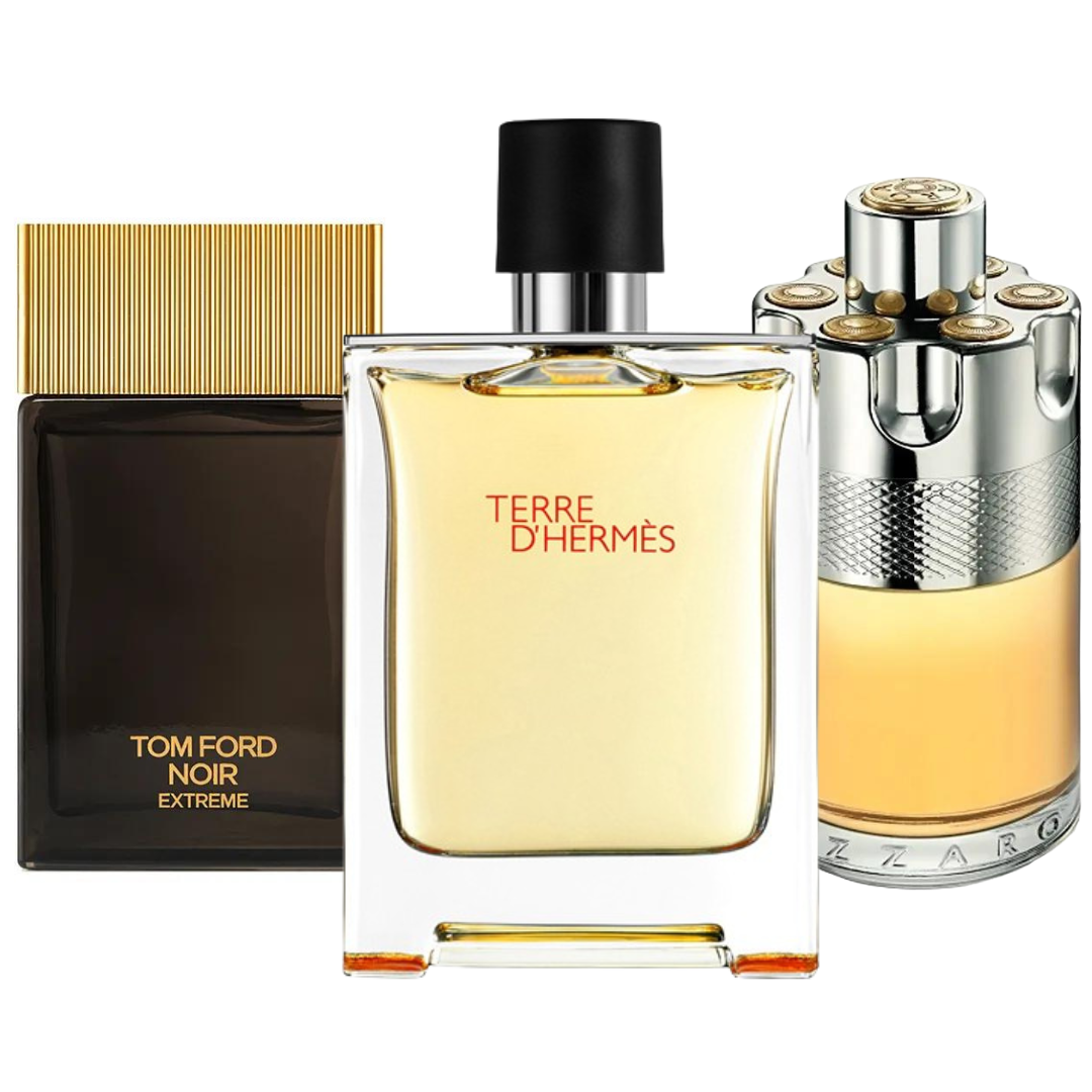Pack of 3 Perfumes: Terre d’Hermès, Azzaro Wanted, and Tom Ford Noir Extreme (Eau de Parfum)