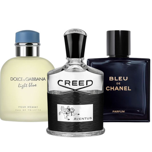 Pack of 3 Perfumes: Bleu de Chanel, Creed Aventus, Dolce & Gabbana Light Blue (Eau de Parfum)