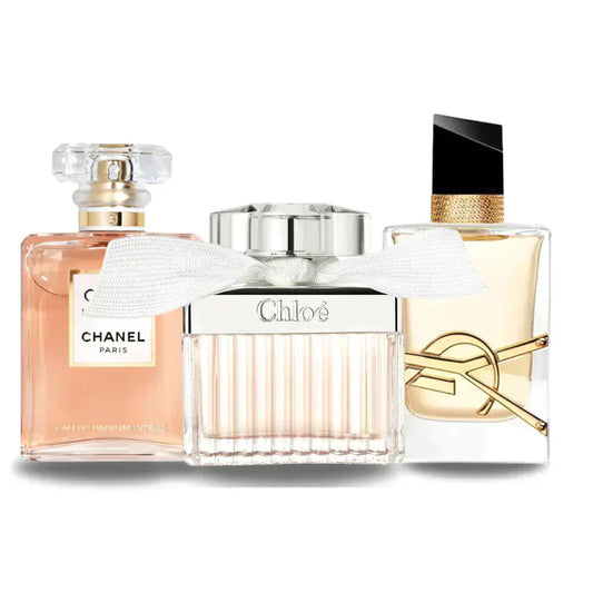 Pack of 3 Perfumes: Chanel COCO MADEMOISELLE, Yves Saint Laurent LIBRE, and CHLOÉ (Eau de Parfum)